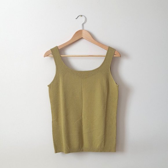 Anne Klein | Pear Green Round Neck Sweater Tank - Picture 1 of 4